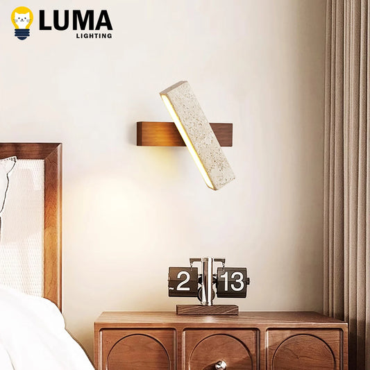 Japanese Wabi-Sabi Yellow Travertine Wall Light